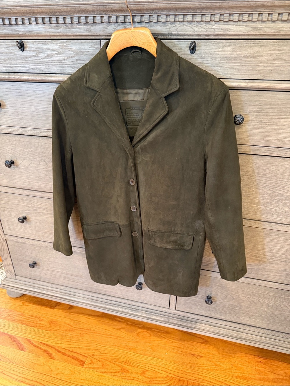 Authentic Coach over size leather Suede women’s Jacket in Olive Green